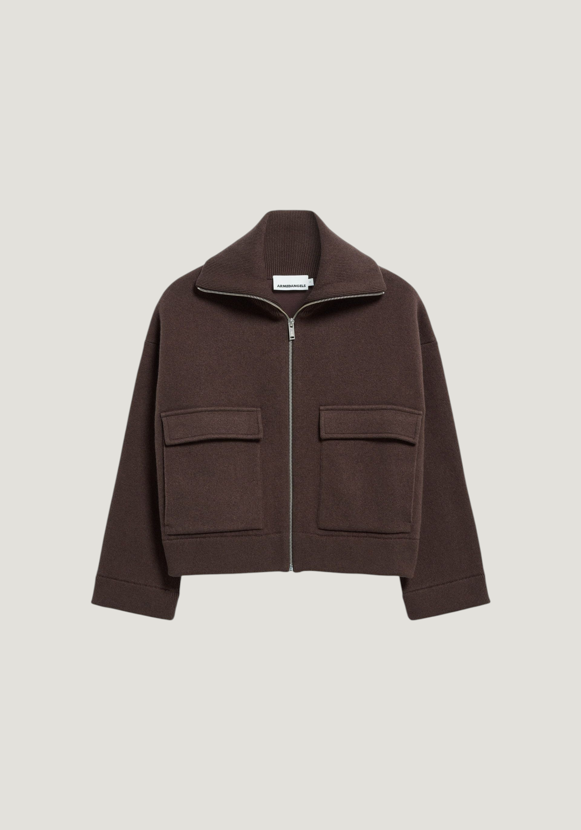 Jacke aus Baumwolle und Bio-Wolle | Braun "cotton-wool knit jacket - claystone", Armedangels, Foto 6