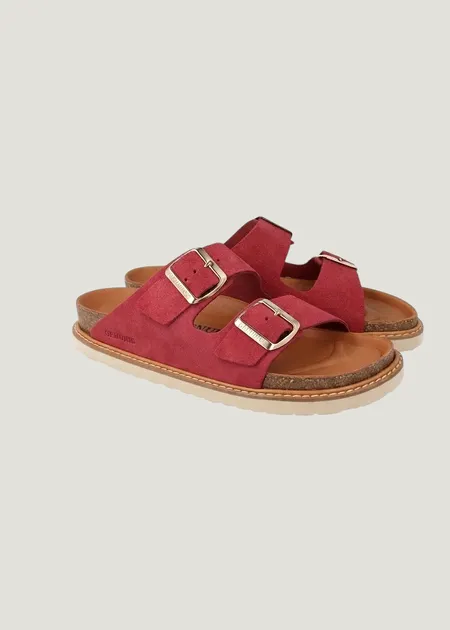 Sandales roses en cuir certifié | rose "hawaii velour cirera", Genuins, photo 2