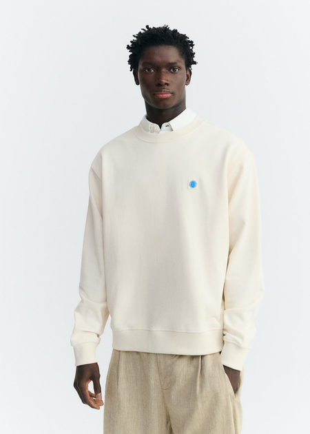 Sweatshirt en coton bio | écru "sol contrast pannacota leon sweatshirt" - Thinking Mu