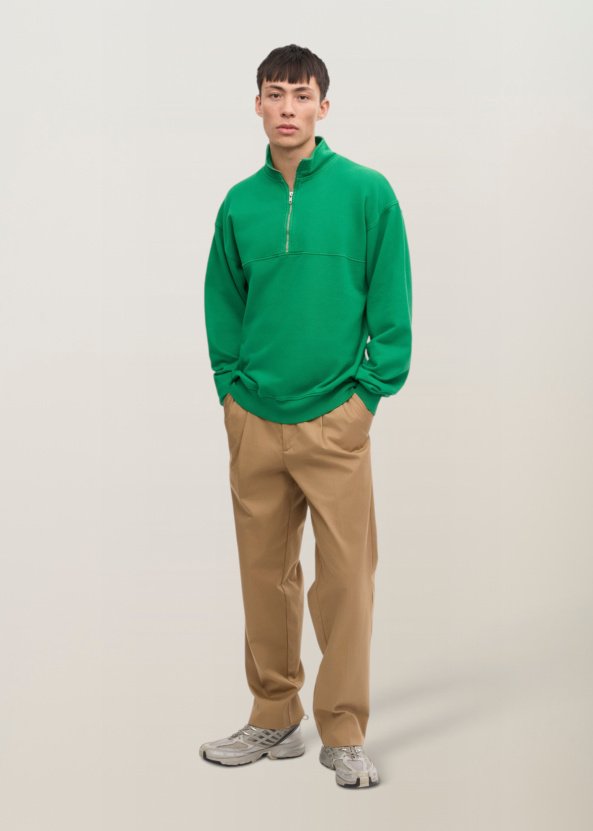 Sweat col zippé en coton biologique | vert "organic quarter zip - kelly green", Colorful Standard, photo 5