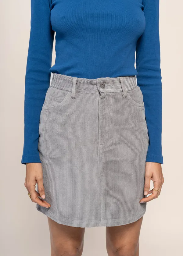 Jupe en coton bio | gris "river corduroy marsha skirt", Thinking Mu