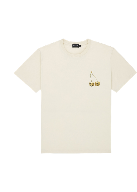 T-shirt imprimé en coton bio | blanc "natural dices tee"