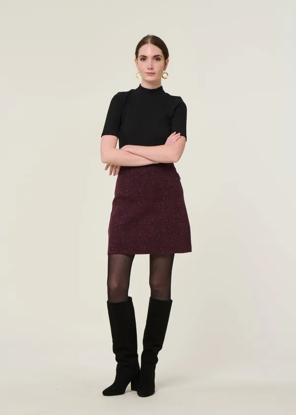 Rock aus Bio-Wolle | Bordeaux "darlaa tweed - dark cranberry", Armedangels