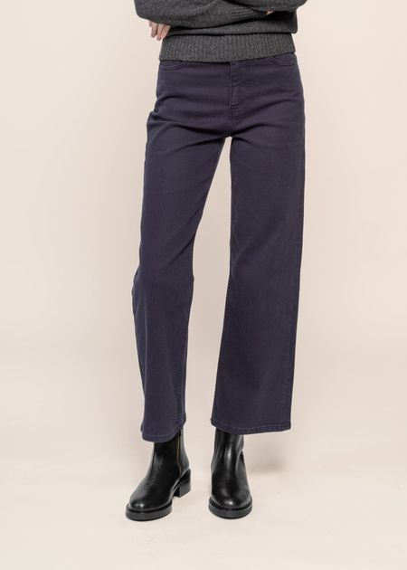 Pantalon droit en coton bio | marine "gale straight twill 5-pocket pants night sky"