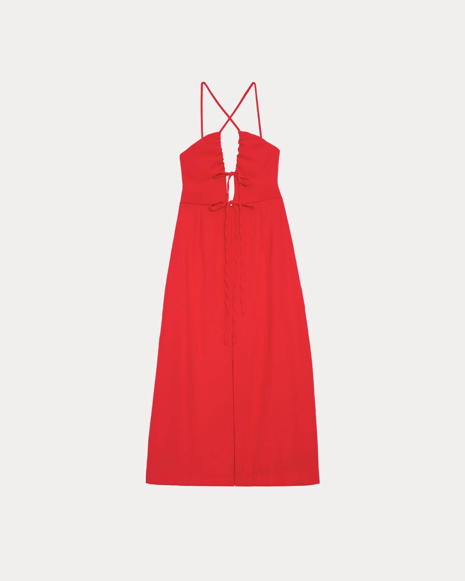 Kleid aus ECOVERO | Rot "robe longue à liens tania", Nitah, Foto 5