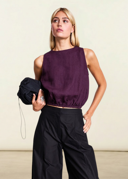 Top en lin | bordeaux "lupin - cherry lacquer" - Jan'n June