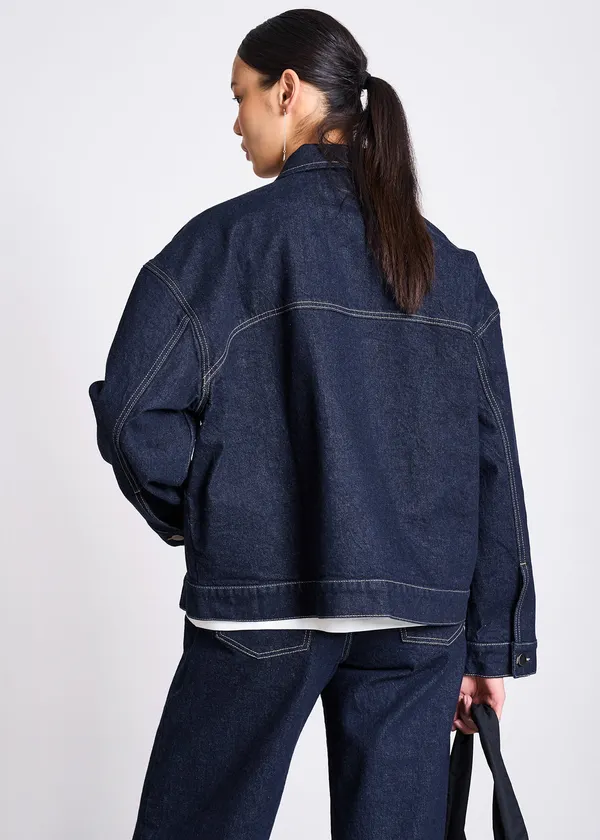 Veste denim en coton bio | brut à surpiqûres "vilme", Jan'n June