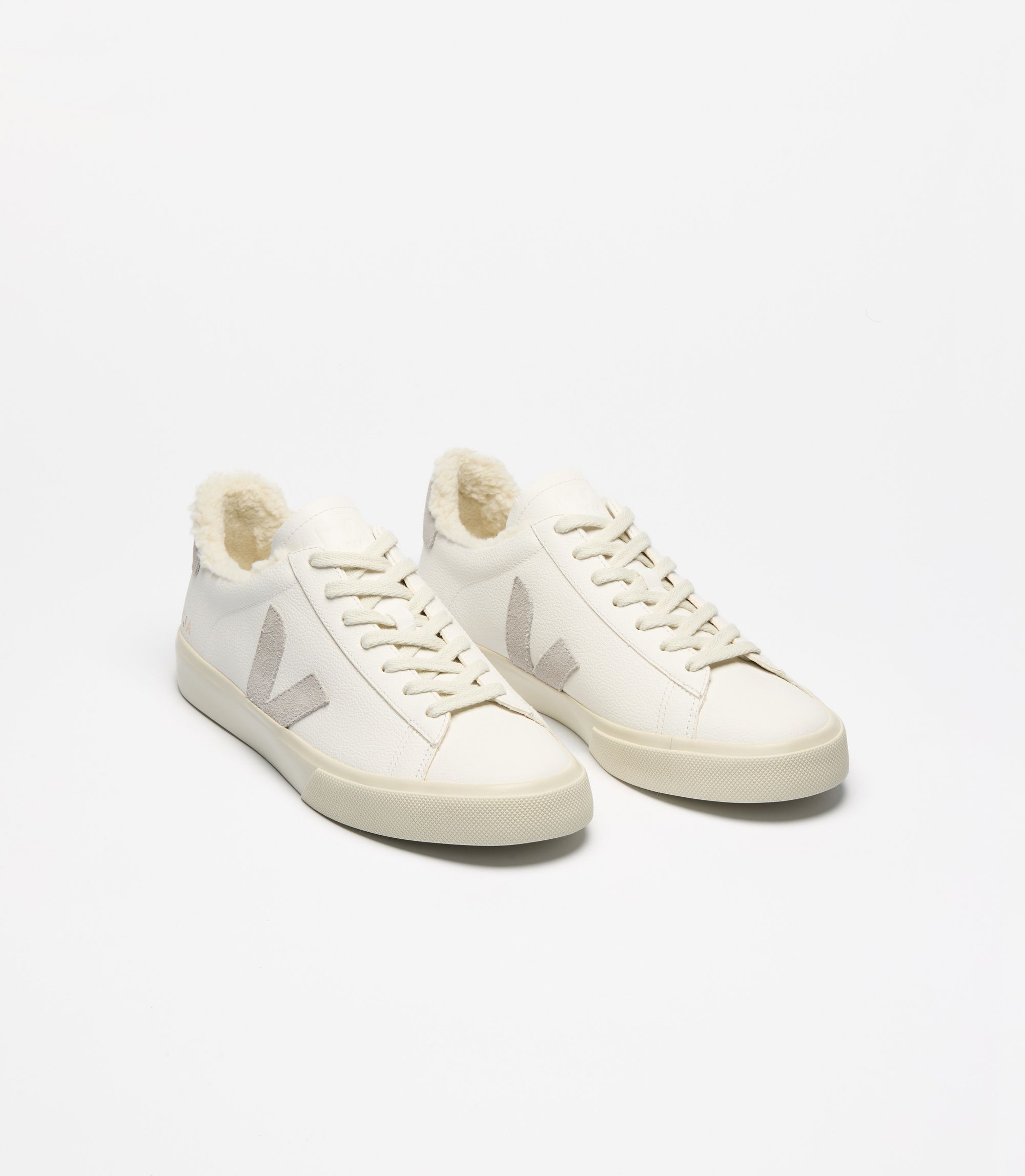 Sneaker aus Leder | Beige und Grau "campo winter - extra-white_light-grey", Veja, Foto 2