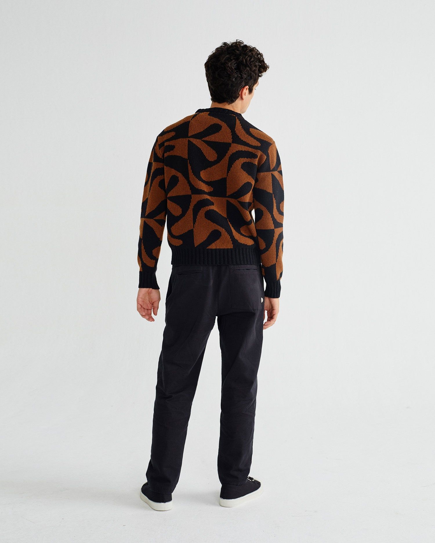 Pull motifs marron et noir en laine - khem, Thinking Mu, photo 5