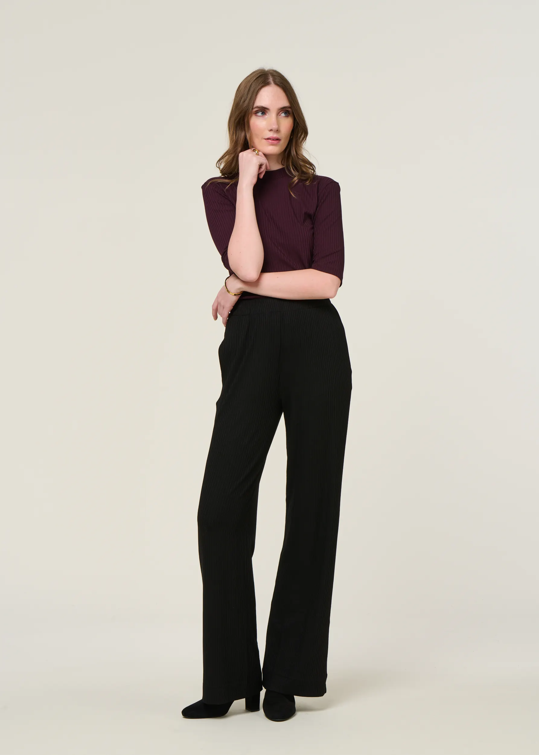 Pantalon ample côtelé en tencel | noir "smilla black", Jan'n June, photo 4