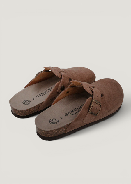 Sabots en cuir certifié | marron "riva velour terra" - Genuins