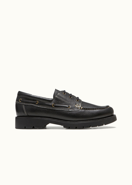 Chaussures bateau en cuir certifié | noir "embruns oak noir" - Kleman