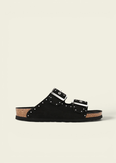 Sandales en cuir suède certifié | noir "honolulu lead velour black" - Genuins