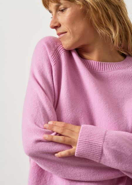 Pull oversize raglan en laine mérinos recyclée | rose poudré - WeDressFair