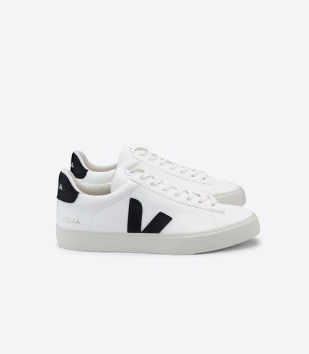 Baskets basses en cuir certifié | blanc et noir "camp leather white black" - Veja