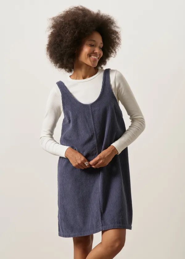 Robe chasuble velours en coton bio | bleu "Cord dress - ash blue", Rotholz