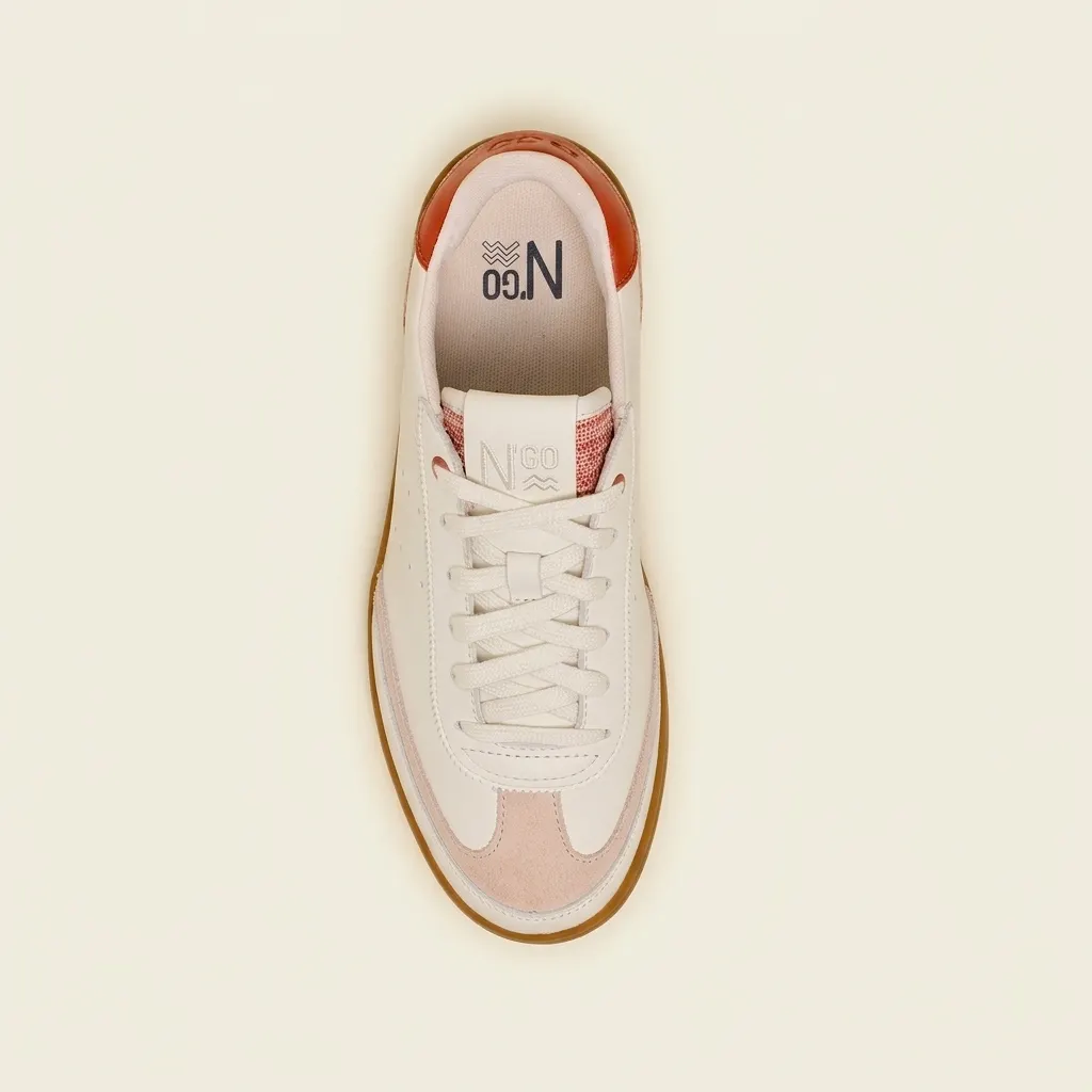 Baskets en cuir certifié | blanc-orange "Ha long spiced orange", N'go shoes, photo 2