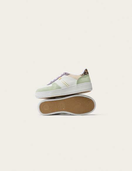 Baskets basse en cuir certifié lwg | multicolore "baskets basses maxence - vert-lilas-beige", Odaje ex M.Moustache, photo 4