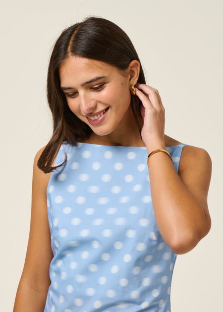 Robe en coton bio et lyocell | bleu ciel "puntets blue sunniva dress - blue" - Thinking Mu