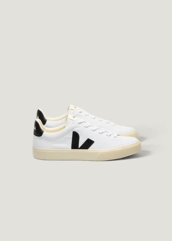 Baskets en coton biologique | blanc et noir "campo ca white black", Veja