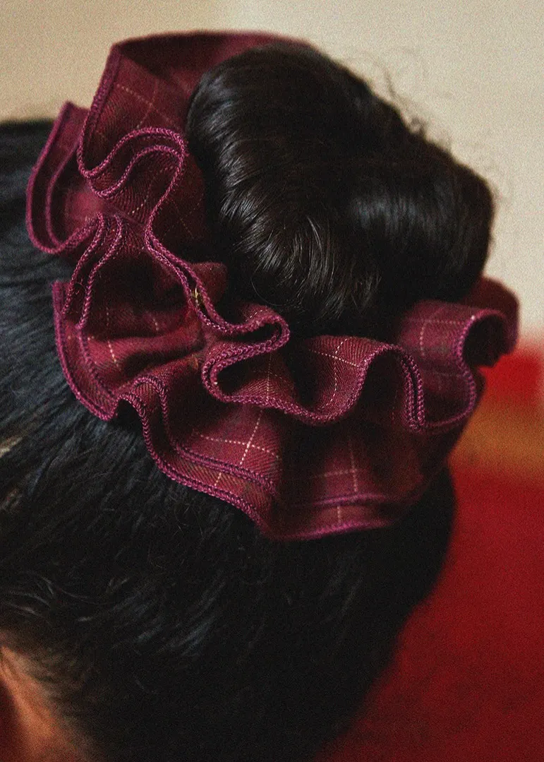 Maxi chouchou en matière upcyclée | prune "maxi chouchou en toile prune à carreaux - maxi", Chou², photo 3