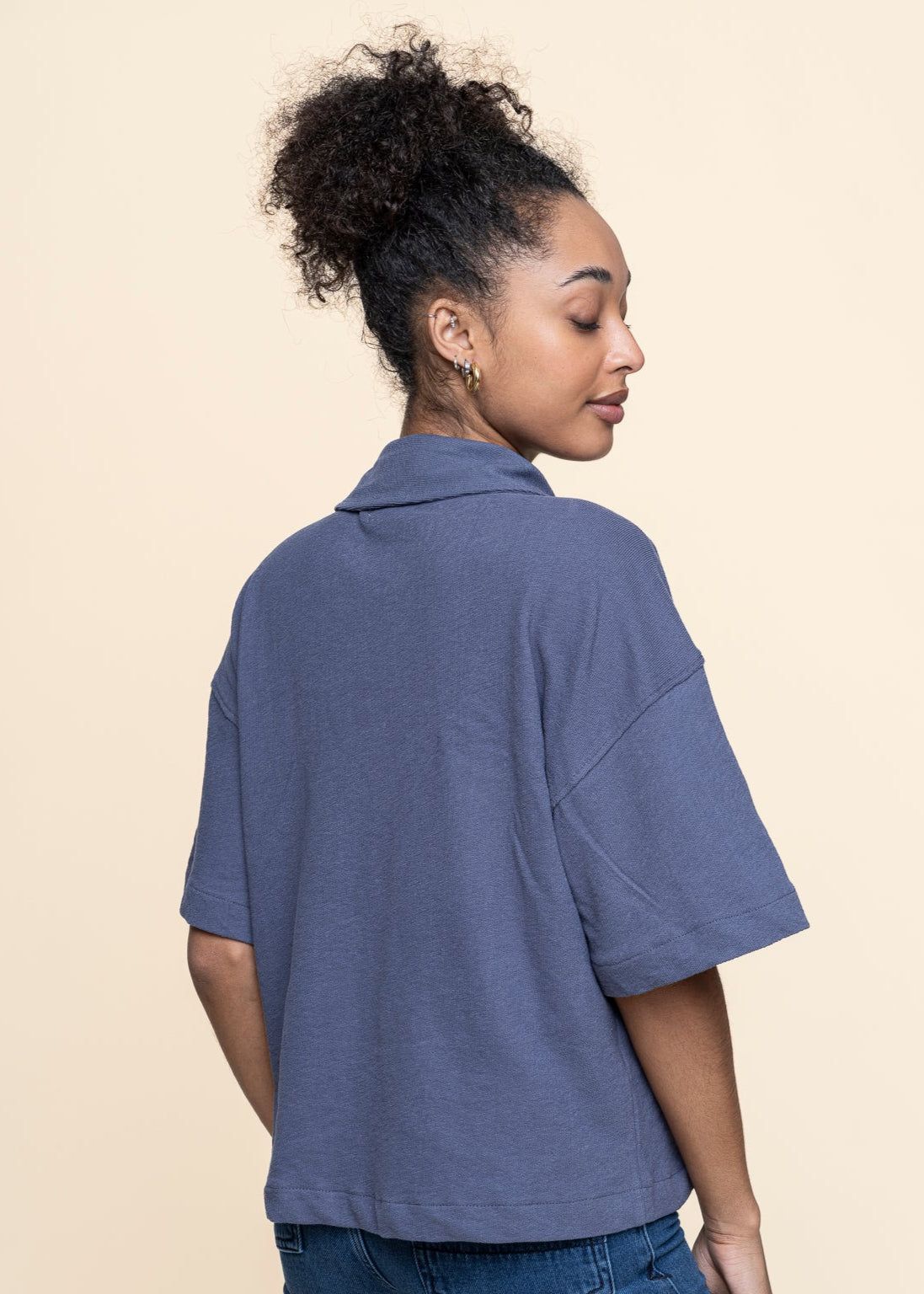 Frottee-Hemd aus Bio-Baumwolle | blau "bouclé short sleeved shirt  vintage indigo", Knowledge Cotton Apparel, Foto 2