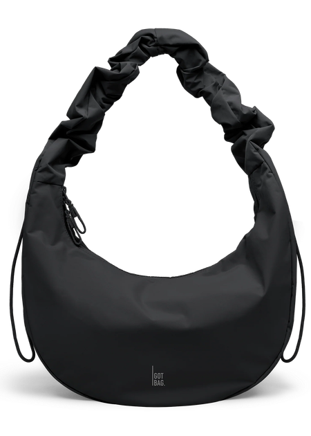 Sac bandoulière en matière recyclée | noir "moon bag ruffle black"