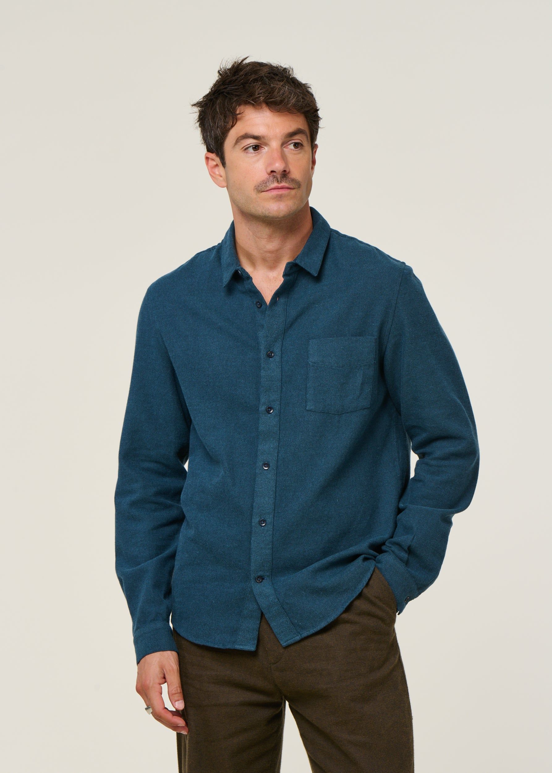 Chemise en coton bio | bleu "simon - eco flannel ocean blue", About Companions, photo 1