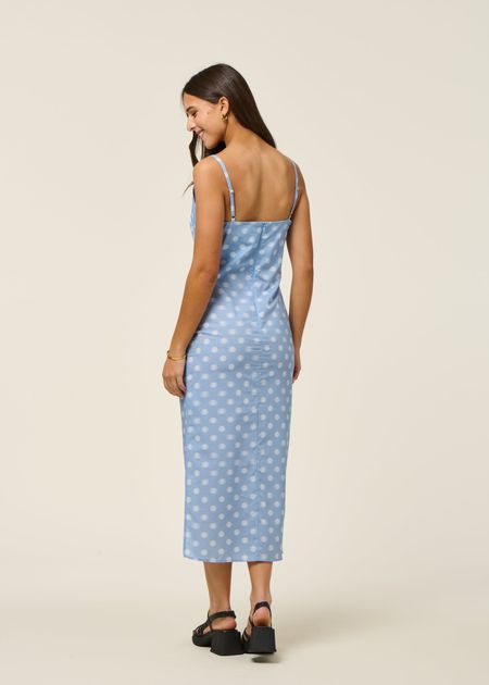 Robe en coton bio et lyocell | bleu ciel "puntets blue sunniva dress - blue", Thinking Mu, photo 4