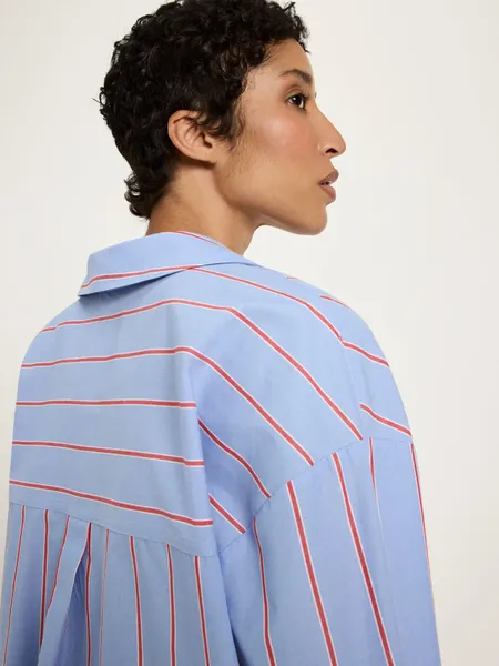 Chemise en coton bio | rayé bleu et rouge "streifenhemd - blue/ lava red", Lanius, photo 3