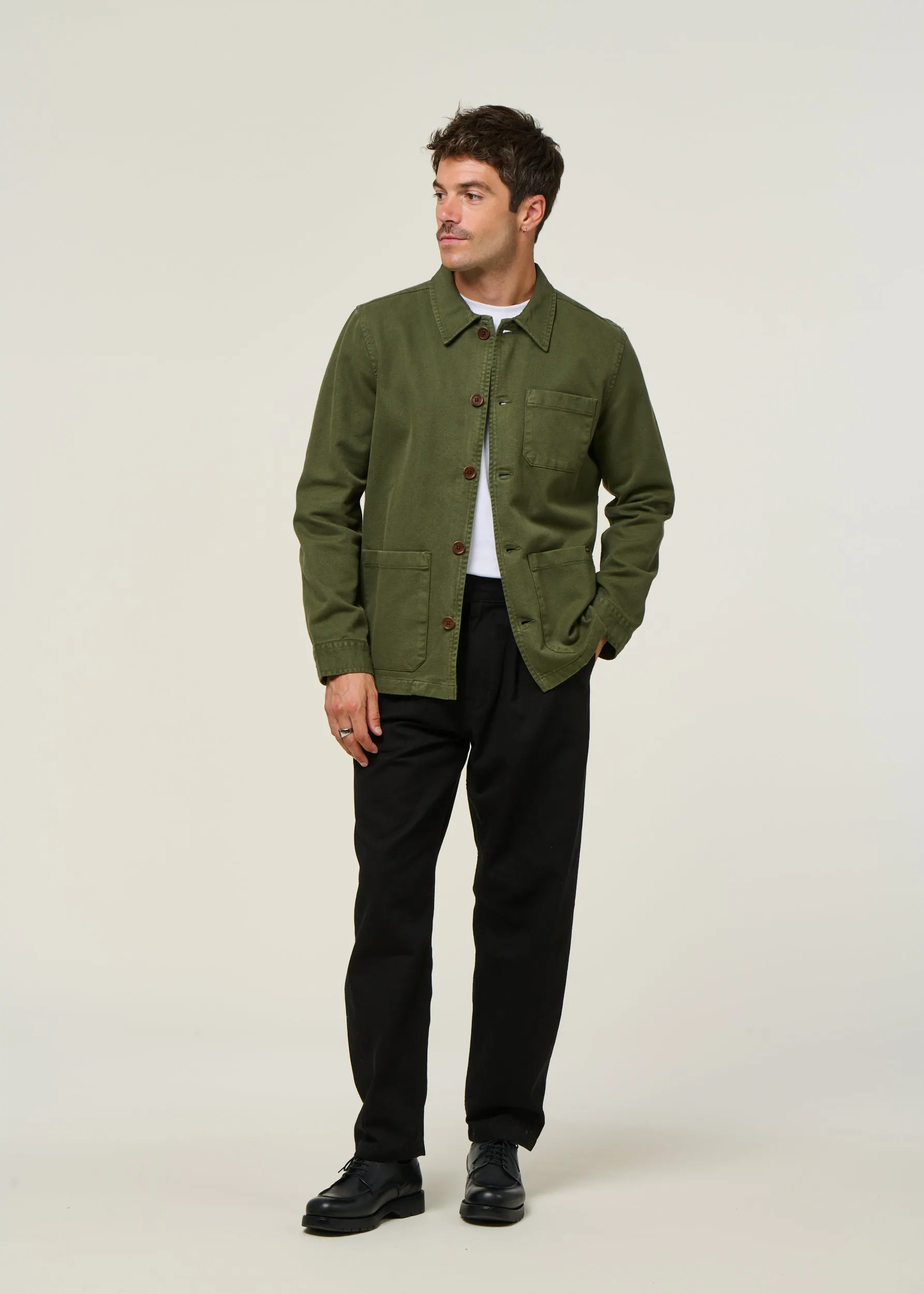 Veste workwear kaki en coton bio | vert "barney worker jacket olive", Nudie Jeans, photo 2