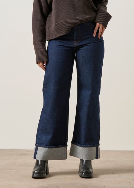 Wide-Leg-Jeans mit Umschlag aus Bio-Baumwolle | raw "Marwa", Nitah, Foto 1