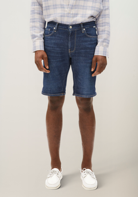 Short denim ajusté en coton bio et chanvre | brut "Naailo denim short - titania" - Armedangels