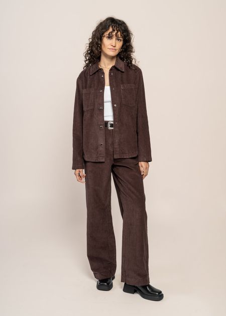 Cord-Overshirt aus Bio-Baumwolle | Braun "irrregular corduroy overshirt chocolate plum", Knowledge Cotton Apparel, Foto 4