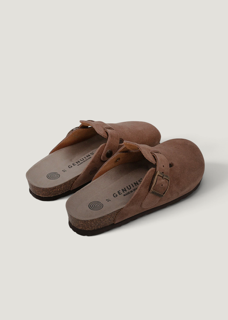 Sabots en cuir certifié | marron "riva velour terra" - Genuins