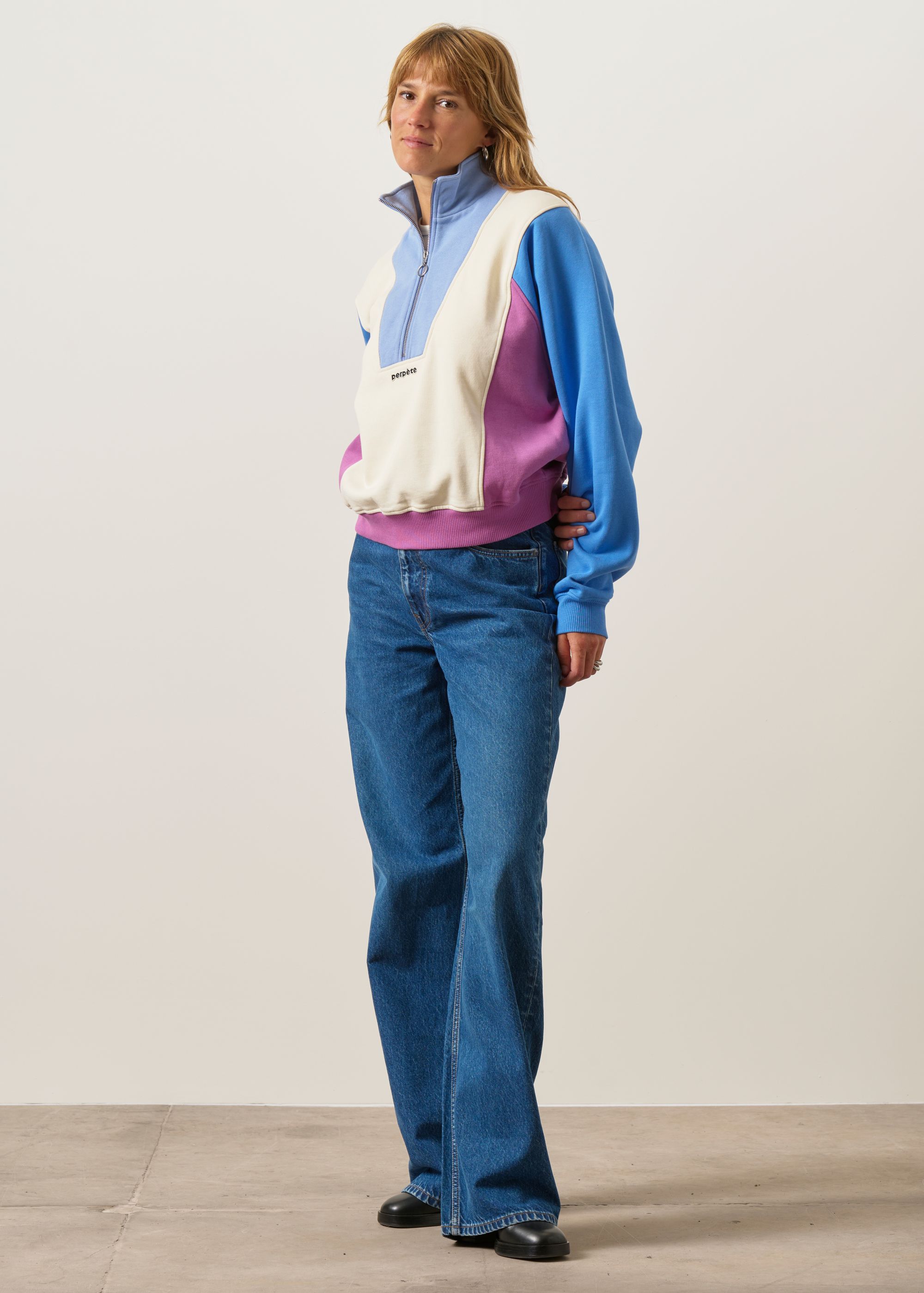 Sweatjacke mit Reißverschluss aus Bio-Baumwolle | mehrfarbig "emma bleu", Perpète, Foto 3