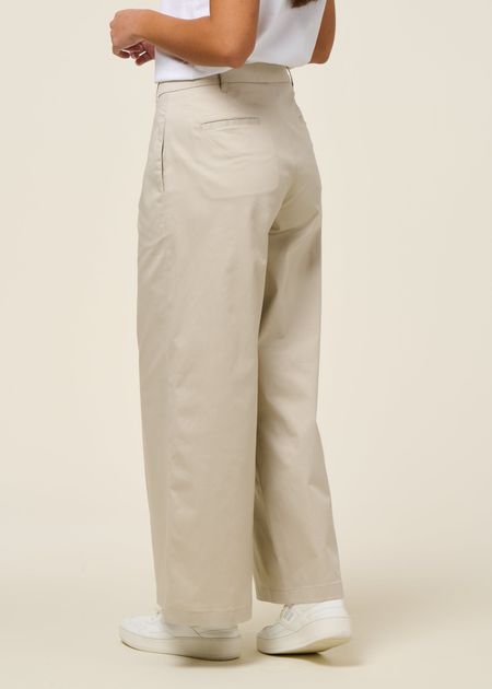 Pantalon large en coton bio | beige "ena" - SKFK