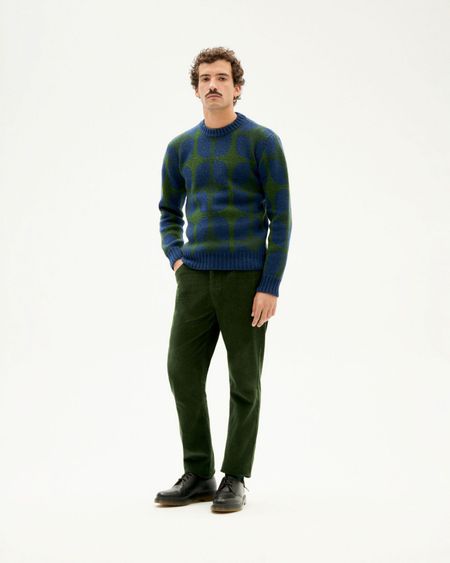 Pantalon en velours côtelé de coton bio | vert "bottle green corduroy five pockets pants", Thinking Mu, photo 3