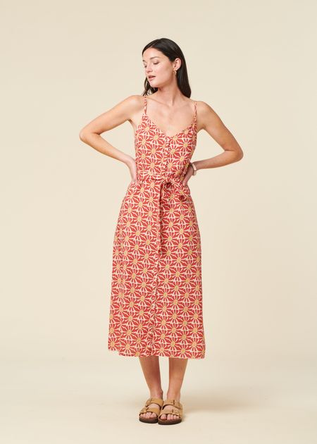 Robe en coton biologique | rouge "marisol strap dress red - red"