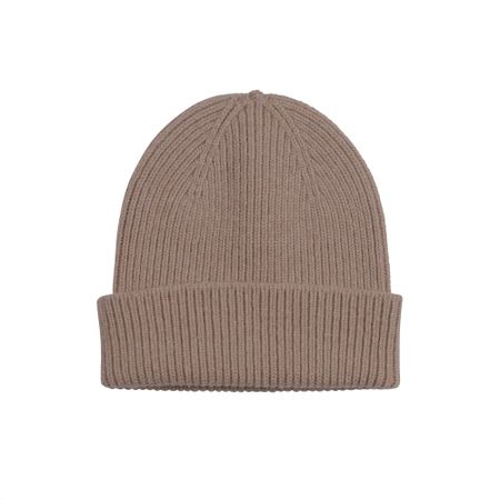 Bonnet marron en laine mérinos recyclée - merino wool beanie warm taupe