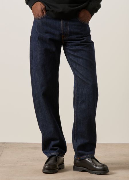 Jean droit large en coton bio  brut "rad rufus blue one wash" - Nudie Jeans