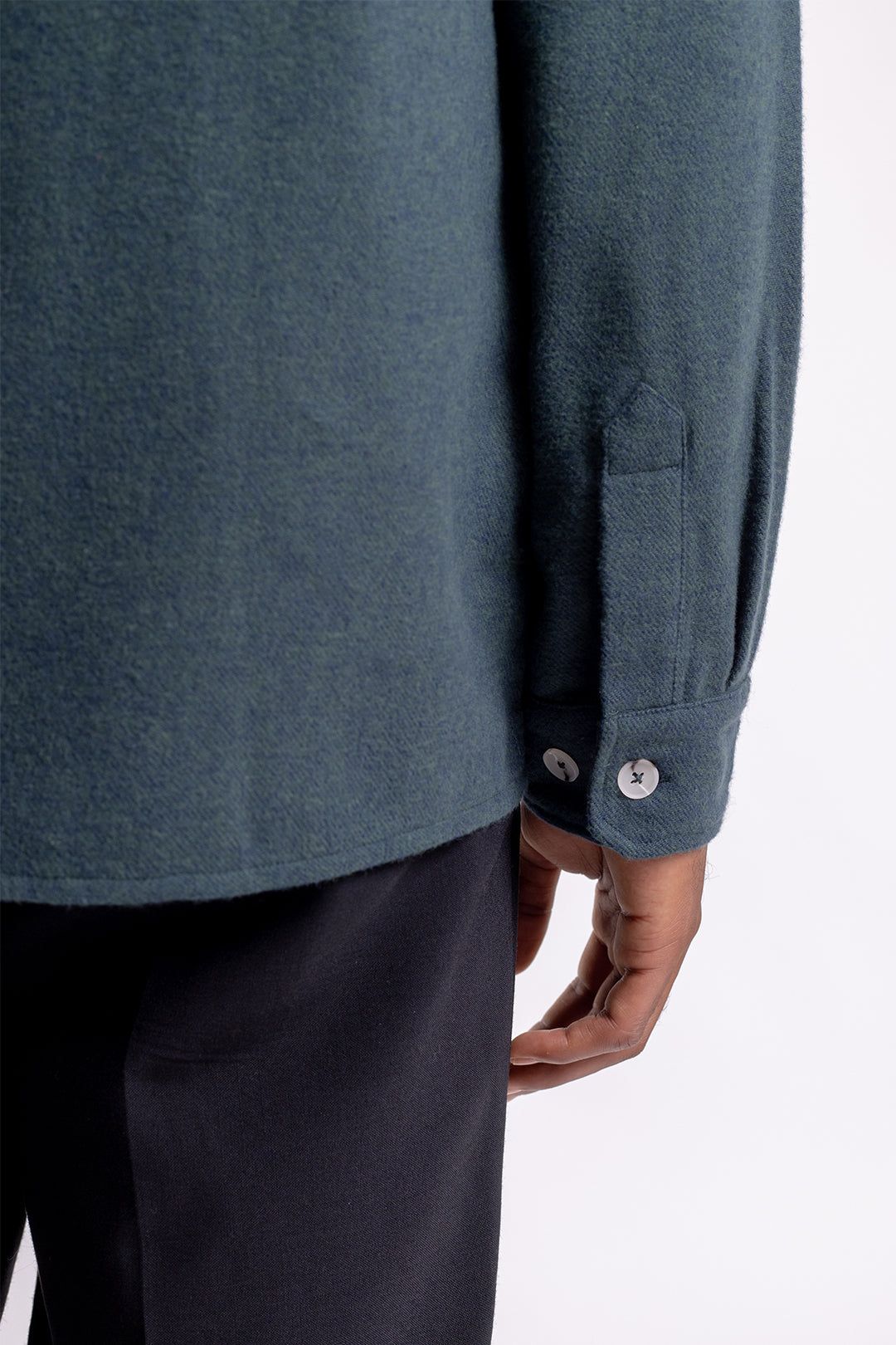 Chemise en flannelle verte en coton bio - casual shirt green speckle, Rotholz, photo 5