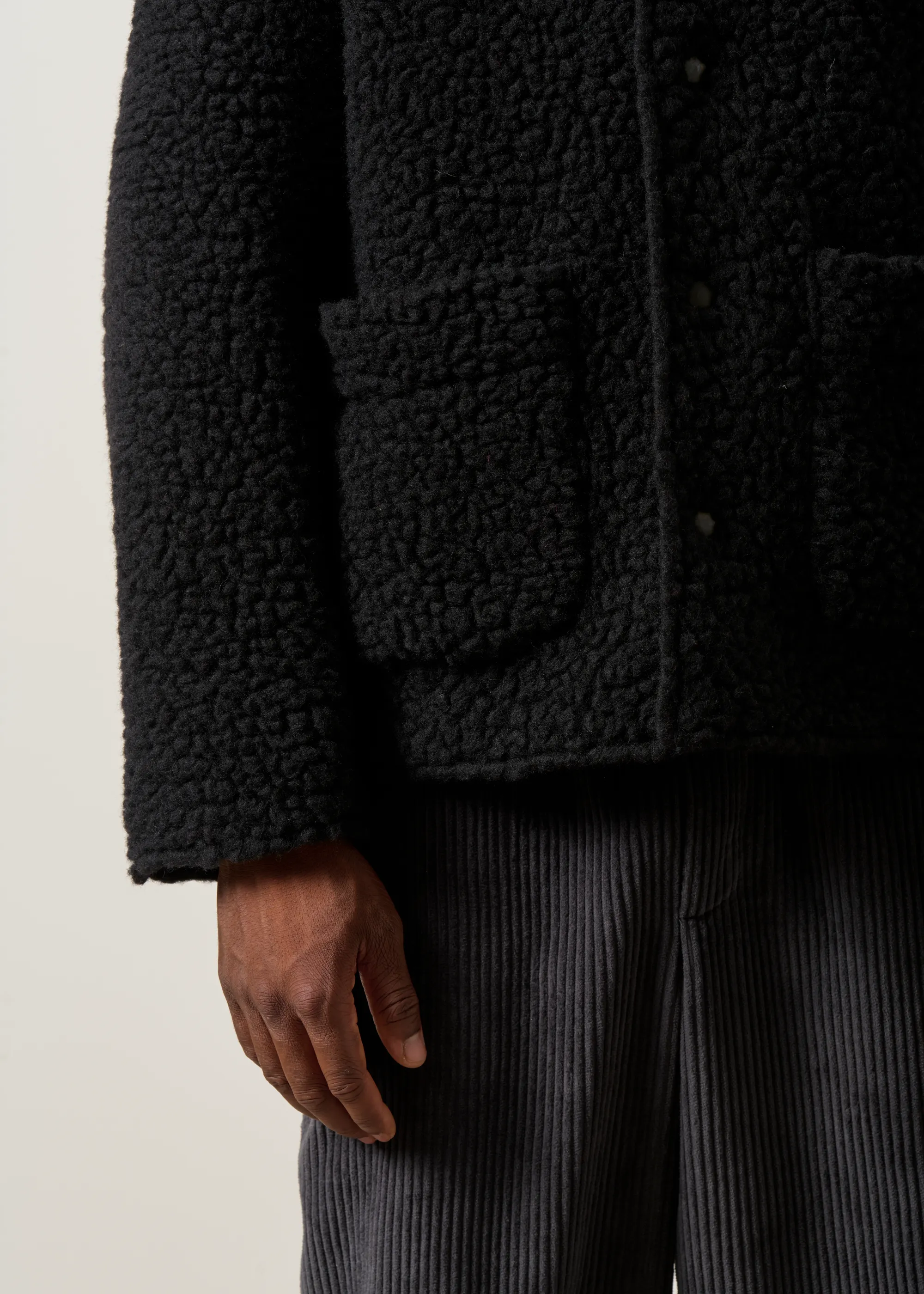 Veste Sherpa en laine et coton bio | noir "Sherpa jacket - true black", Rotholz, photo 5