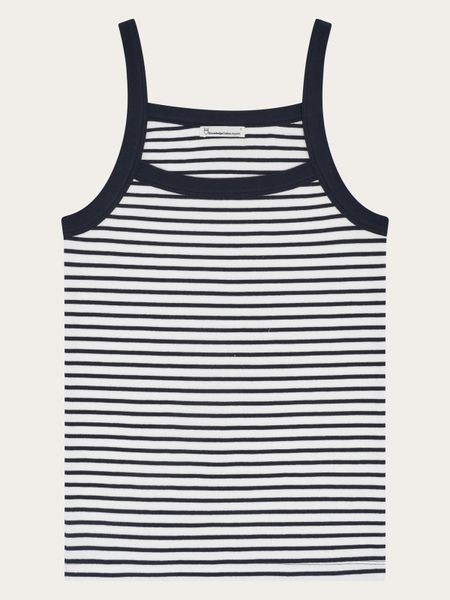 Débardeur en coton bio | rayé "rib strap top - navy" - Knowledge Cotton Apparel