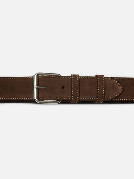 Ceinture marron en cuir suède tannage végétal pedersson suede belt - dark brown - Nudie Jeans