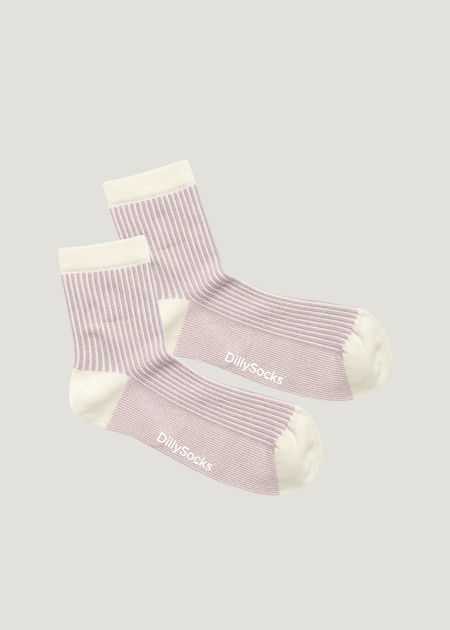 Chaussettes en coton bio | rayé lavande à paillettes "classic lavender stripes" - Dilly socks