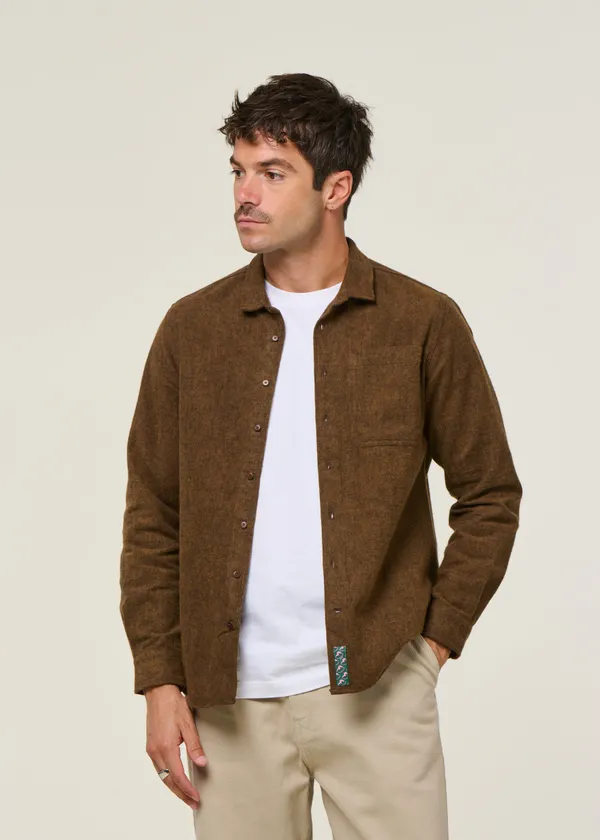 Chemise flanelle en coton bio | marron "heart flannel overshirt brown", Brava Fabrics