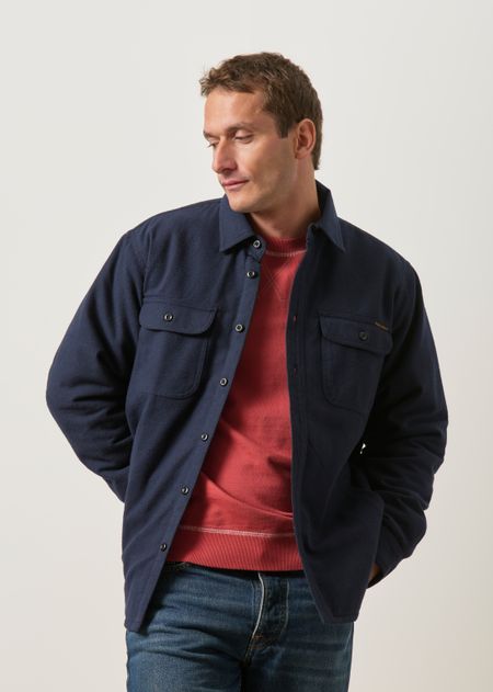 Jacke aus Bio-Baumwolle | blau "Glenn padded shirt flannel - blueberry", Nudie Jeans