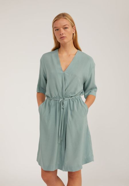 Robe midi à manches 3/4 vert d'eau en lenzing - rauhaa