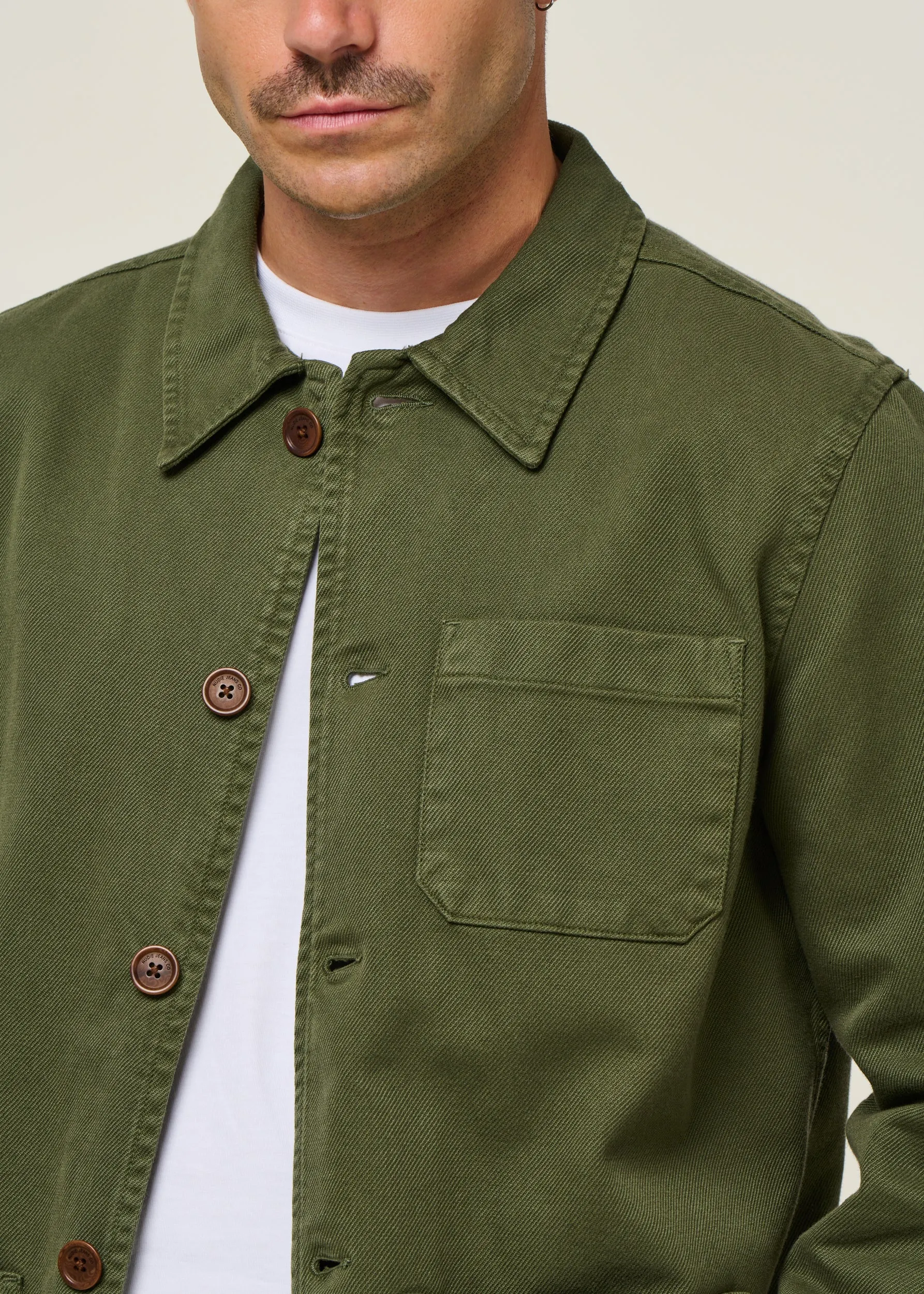Veste workwear kaki en coton bio | vert "barney worker jacket olive", Nudie Jeans, photo 3